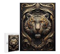 Puzzles for Adults 500 PCS Puzzles Epic Tiger Golden Art Deco Puzzles for Adults Brain Teaser Game Perfect Decoration Deal As Gifts for The Whole Family 500 PCS