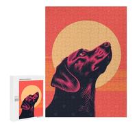Puzzles for Adults 500 PCS Puzzles Faithful Dog Vector Portrait with Sunset Backdrop Puzzles for Adults Toy Wall Decor Difficult Hard Help The Brain Exercise 500 PCS
