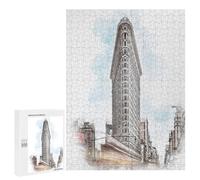 Puzzles for Adults 500 PCS Puzzles Flatiron Building New York Jigsaws for Adults Family Games Difficult Hard Deal As Gifts for The Whole Family 500 PCS