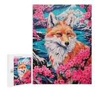 Puzzles for Adults 500 PCS Puzzles Fox Cherry Blossoms Animal Puzzles for Adults Toy Wall Decor Difficult Hard Help The Brain Exercise 500 PCS
