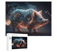 Puzzles for Adults 500 PCS Puzzles Galactic Pig Cosmic Swirls And Sparkles Jigsaws for Adults Family Games But Fun And Humorous for Birthday, Chrismas 500 PCS