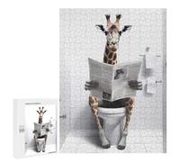 Puzzles for Adults 500 PCS Puzzles Giraffe Reading Newspaper in Bathroom Jigsaws for Adults Family Games But Fun And Humorous for Birthday, Chrismas 500 PCS