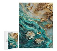Puzzles for Adults 500 PCS Puzzles Golden Lotus Pond Puzzles for Adults Toy Wall Decor Difficult Hard Help The Brain Exercise 500 PCS