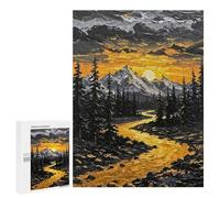 Puzzles for Adults 500 PCS Puzzles Golden River Mountain Sunset Painting Puzzles for Adults Toy Wall Decor Difficult Hard Help The Brain Exercise 500 PCS