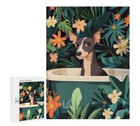 Puzzles for Adults 500 PCS Puzzles Greyhound Dog in A BathTub Puzzles for Adults Toy Wall Decor Difficult Hard Help The Brain Exercise 500 PCS