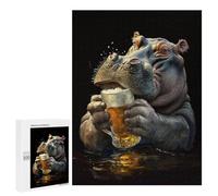 Puzzles for Adults 500 PCS Puzzles Hippopotamus Beer Puzzles for Adults Family Game Presents for Women for Birthday, Chrismas 500 PCS