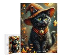 Puzzles for Adults 500 PCS Puzzles Magical Halloween Cat Puzzles for Adults Brain Teaser Game Perfect Decoration Deal As Gifts for The Whole Family 500 PCS