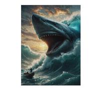 Puzzles for Adults 500 PCS Puzzles Megalodon Attack Adult Jigsaw Puzzle Toy Wall Decor Hand Speed Race Deal As Gifts for The Whole Family 500 PCS