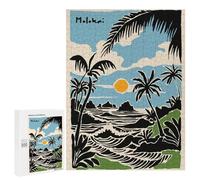 Puzzles for Adults 500 PCS Puzzles Molokai Island Beach Scene Illustration Puzzles for Adults Brain Teaser Game Perfect Decoration Deal As Gifts for The Whole Family 500 PCS