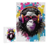 Puzzles for Adults 500 PCS Puzzles Monkey Headphones Dj Puzzles for Adults Toy Wall Decor Difficult Hard Help The Brain Exercise 500 PCS