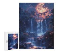 Puzzles for Adults 500 PCS Puzzles Moonlit Torii Waterfall Puzzles for Adults Family Game Presents for Women for Birthday, Chrismas 500 PCS