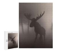Puzzles for Adults 500 PCS Puzzles Moose Animal Fog Puzzles for Adults Family Game Presents for Women for Birthday, Chrismas 500 PCS