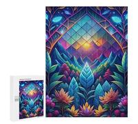 Puzzles for Adults 500 PCS Puzzles Neon Nature Stained Glass Puzzles for Adults Toy Wall Decor Difficult Hard Help The Brain Exercise 500 PCS