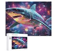 Puzzles for Adults 500 PCS Puzzles Neon Shark in Cosmic Dance Jigsaws for Adults Family Games But Fun And Humorous for Birthday, Chrismas 500 PCS