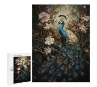 Puzzles for Adults 500 PCS Puzzles Peacock in Floral Frame Puzzles for Adults Toy Wall Decor Difficult Hard Help The Brain Exercise 500 PCS