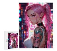 Puzzles for Adults 500 PCS Puzzles Pink Haired Anime Girl Posing Puzzles for Adults Brain Teaser Game Perfect Decoration Deal As Gifts for The Whole Family 500 PCS