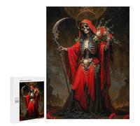Puzzles for Adults 500 PCS Puzzles Red Santa Muerte with Roses Puzzles for Adults Toy Wall Decor Difficult Hard Help The Brain Exercise 500 PCS