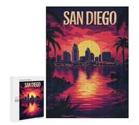 Puzzles for Adults 500 PCS Puzzles San Diego Sunset Skyline Puzzles for Adults Brain Teaser Game Perfect Decoration Deal As Gifts for The Whole Family 500 PCS