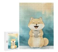 Puzzles for Adults 500 PCS Puzzles Smiling Shiba Inu with Coffee Puzzles for Adults Toy Wall Decor Difficult Hard Help The Brain Exercise 500 PCS