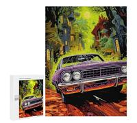 Puzzles for Adults 500 PCS Puzzles Spooky Car in Haunted Forest Adult Jigsaw Puzzles Family Activities Difficult And Challenge for Is Ideal As A Gift 500 PCS