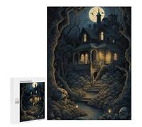 Puzzles for Adults 500 PCS Puzzles Spooky Haunted House Scene-2 Puzzles for Adults Brain Teaser Game Perfect Decoration Deal As Gifts for The Whole Family 500 PCS