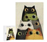 Puzzles for Adults 500 PCS Puzzles Stack of Cartoon Cats with Big Eyes Puzzles for Adults Toy Wall Decor Difficult Hard Help The Brain Exercise 500 PCS