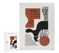 Puzzles for Adults 500 PCS Puzzles Terracotta & Black Abstract Minimalist Art - Modern Decor Puzzles for Adults Toy Wall Decor Difficult Hard Help The Brain Exercise 500 PCS