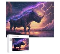 Puzzles for Adults 500 PCS Puzzles Thundering Rhino Epic Wildlife Artwork Puzzles for Adults Family Game Presents for Women for Birthday, Chrismas 500 PCS