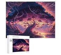 Puzzles for Adults 500 PCS Puzzles Thunderstorm Tree Majesty Jigsaws for Adults Family Games Difficult Hard Deal As Gifts for The Whole Family 500 PCS