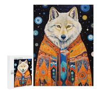 Puzzles for Adults 500 PCS Puzzles Tribal Animal 9 White Wolf Puzzles for Adults Toy Wall Decor Difficult Hard Help The Brain Exercise 500 PCS