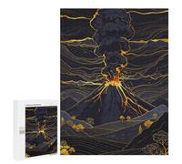 Puzzles for Adults 500 PCS Puzzles Volcano Eruption with Golden Accents Puzzles for Adults Toy Wall Decor Difficult Hard Help The Brain Exercise 500 PCS