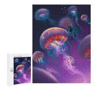 Puzzles for Adults 500 PCS Puzzles Watercolor Jellyfish Art Puzzles for Adults Toy Wall Decor Difficult Hard Help The Brain Exercise 500 PCS