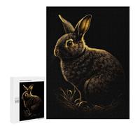 Puzzles for Adults 500 PCS Rabbit Gold Black Jigsaw Puzzles for Teenagerss Stress Reliever Educational Challenge Christmas Birthday Gifts 500 PCS