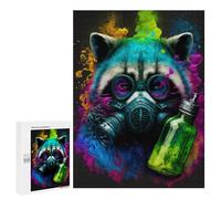 Puzzles for Adults 500 PCS Raccoon Gas Mask Art Print Puzzles for Teenagers Staycation Kill Time Help The Brain Exercise Unique Birthday And Xmas Gifts 500 PCS