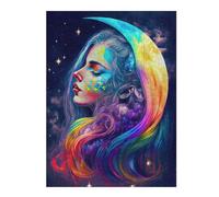 Puzzles for Adults 500 PCS Rainbow Moon Goddess Jigsaws for Adults Hands-on Game Precision Cutting Fun at Home Activities, 500 PCS