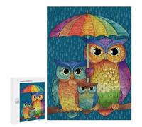 Puzzles for Adults 500 PCS Rainbow Owl Family Art Print Jigsaws for Adults Puzzle Difficult Challenge Help The Brain Exercise Unique Challenge Game 500 PCS