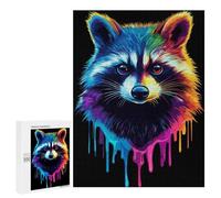 Puzzles for Adults 500 PCS Rainbow Pop Art Raccoon Jigsaw for Adults Relaxing Games Analysis And Logic Unique Birthday And Xmas Gifts 500 PCS