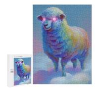 Puzzles for Adults 500 PCS Rainbow Sheep with Glowing Eyes Puzzles for Teenagers Staycation Kill Time Help The Brain Exercise Unique Birthday And Xmas Gifts 500 PCS