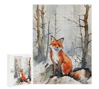 Puzzles for Adults 500 PCS Red Fox in Winter Forest Jigsaws for Adults Relaxing Games Enhance Memory Unique Birthday And Xmas Gifts 500 PCS