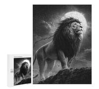 Puzzles for Adults 500 PCS Regal Lion Moonlit Majesty -2 Puzzles for Teenagers Staycation Kill Time Help The Brain Exercise Unique Birthday And Xmas Gifts 500 PCS