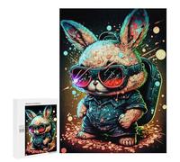 Puzzles for Adults 500 PCS Retro Bunny with Sunglasses Puzzles for Adults Hands-on Game But Fun And Humorous Christmas Birthday Gifts 500 PCS