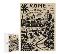 Puzzles for Adults 500 PCS Rome Italy Landmark Illustration Jigsaw Puzzles for Teenagerss Stress Reliever Educational Challenge Christmas Birthday Gifts 500 PCS