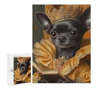 Puzzles for Adults 500 PCS Royal Chihuahua in Golden Elegance Chihuahua Queen Jigsaw for Adults Relaxing Games Analysis And Logic Unique Birthday And Xmas Gifts 500 PCS