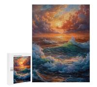 Puzzles for Adults 500 PCS Sea Ocean Sunset Waves Jigsaw for Adults Relaxing Games Analysis And Logic Unique Birthday And Xmas Gifts 500 PCS