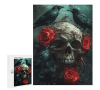 Puzzles for Adults 500 PCS Skull with Crows And Roses Puzzles for Adults Hands-on Game But Fun And Humorous Christmas Birthday Gifts 500 PCS