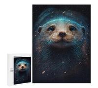 Puzzles for Adults 500 PCS Space Otter Greeting Card Jigsaw Puzzles for Teenagerss Stress Reliever Educational Challenge Christmas Birthday Gifts 500 PCS