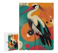 Puzzles for Adults 500 PCS Stork with Geometric Background Graceful Crane A Vibrant Pop Art Expression Jigsaw for Adults Relaxing Games Analysis And Logic Unique Birthday And Xmas Gifts 500 PCS