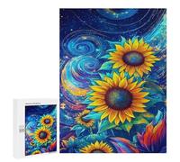 Puzzles for Adults 500 PCS Sunflowers in The Night Sky Jigsaw for Teenagerss Pattern Assembly Parent-child Interaction Beautiful Design Game 500 PCS