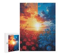 Puzzles for Adults 500 PCS Sunset Fields Red Vs. Blue Puzzles for Teenagers Staycation Kill Time Help The Brain Exercise Unique Birthday And Xmas Gifts 500 PCS
