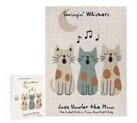 Puzzles for Adults 500 PCS SwinginWhiskers Jazz Cats Jigsaw for Teenagerss Pattern Assembly Parent-child Interaction Beautiful Design Game 500 PCS